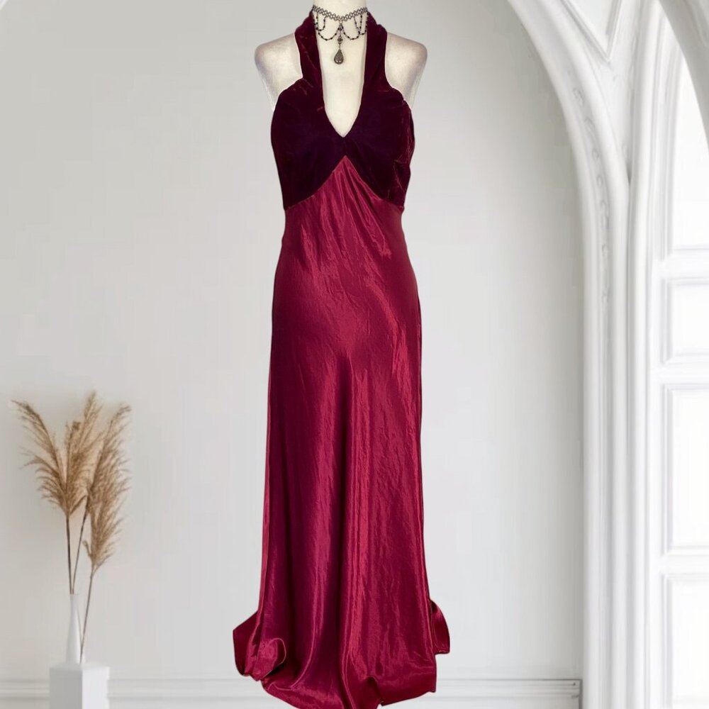 Romantic Goth Burgundy Red Whimsygoth Evening Formal Prom Dress Gown S